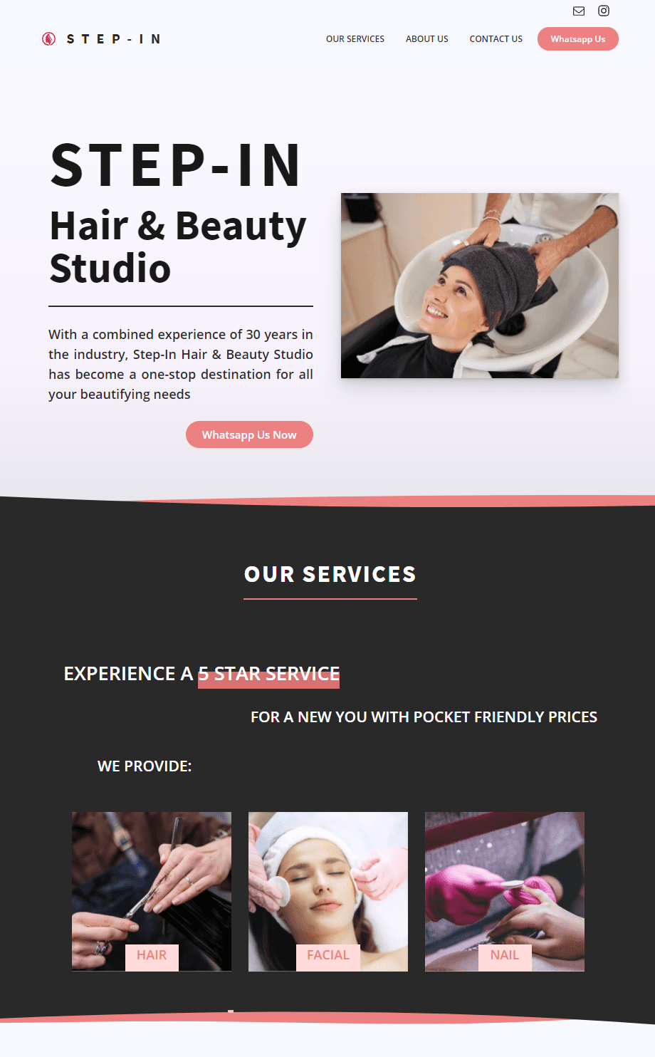 Step-In Hair & Beauty Studio Website